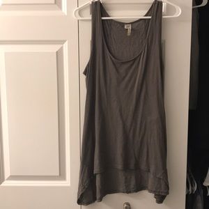 Long green-grey tank top. Flowy
